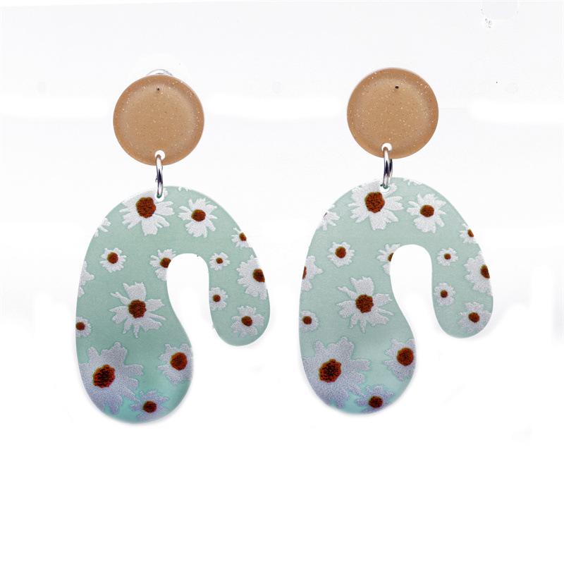 Pendientes de estrella de cinco puntas de acrílico impresos en relieve tridimensional transfronterizos pendientes de amor de acrílico pendientes de verano