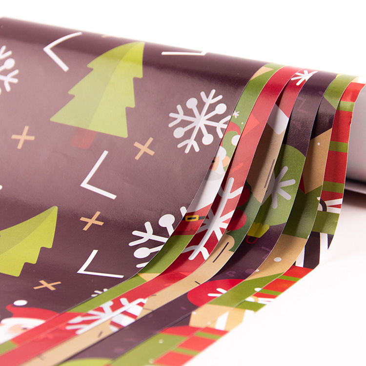 Papel de regalo navideño superventas transfronterizo, papel de regalo para San Valentín y cumpleaños, papel de fondo para pared, papel para cubiertas de libros al por mayor.