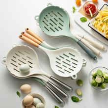 不锈钢耐高温硅胶大漏勺厨房烹饪勺火锅漏勺烹饪大勺捞篱