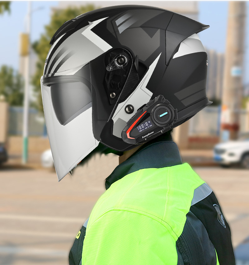 Cool Riding Treasure Dual Lens Motorcycle Bluetooth Helmet Half Helmet