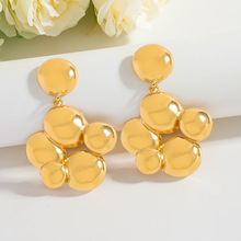 ZA欧美夸张大牌圆形波点合金镂空耳坠时尚简约秋款跨境货源耳环