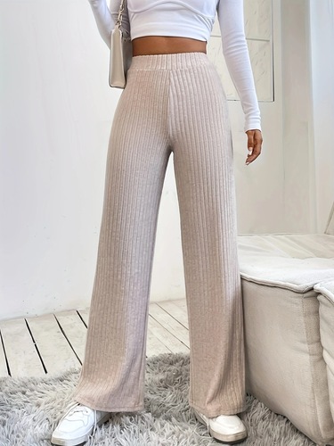 Women's Casual Cross-Border Amazon European and American Women's Clothing Elastic High-Waisted Loose Trousers Wide Leg Pants