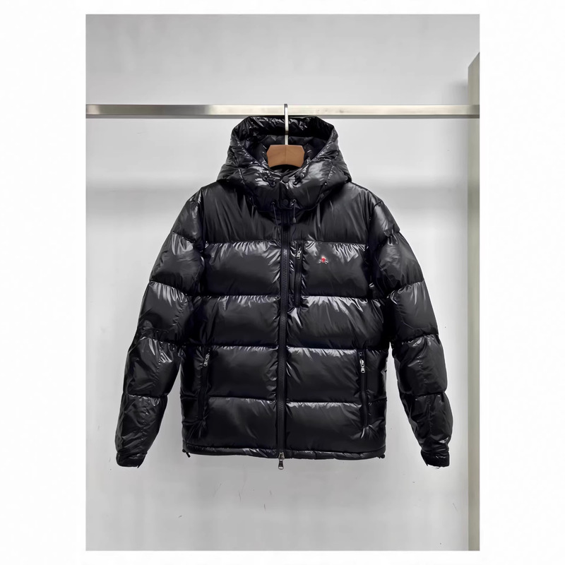 Cross-Border Foreign Trade Xiaomalafu Embroidered Shiny Hooded European Size Windproof and Waterproof Men's Jacket Shiny down Jacket Cross-Border Foreign Trade Xiaomalafu Embroidered Shiny Hooded European Size Windproof and Waterproof Men's Jacket Shiny down Jacket