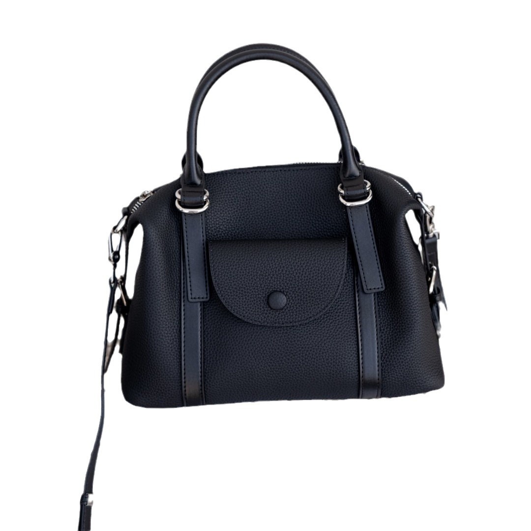Cross-Border Simple Retro Women's Genuine Leather Handbag Boston Bag Work Commuter Versatile Shoulder Bag Crossbody Bag - Thumbnail 5