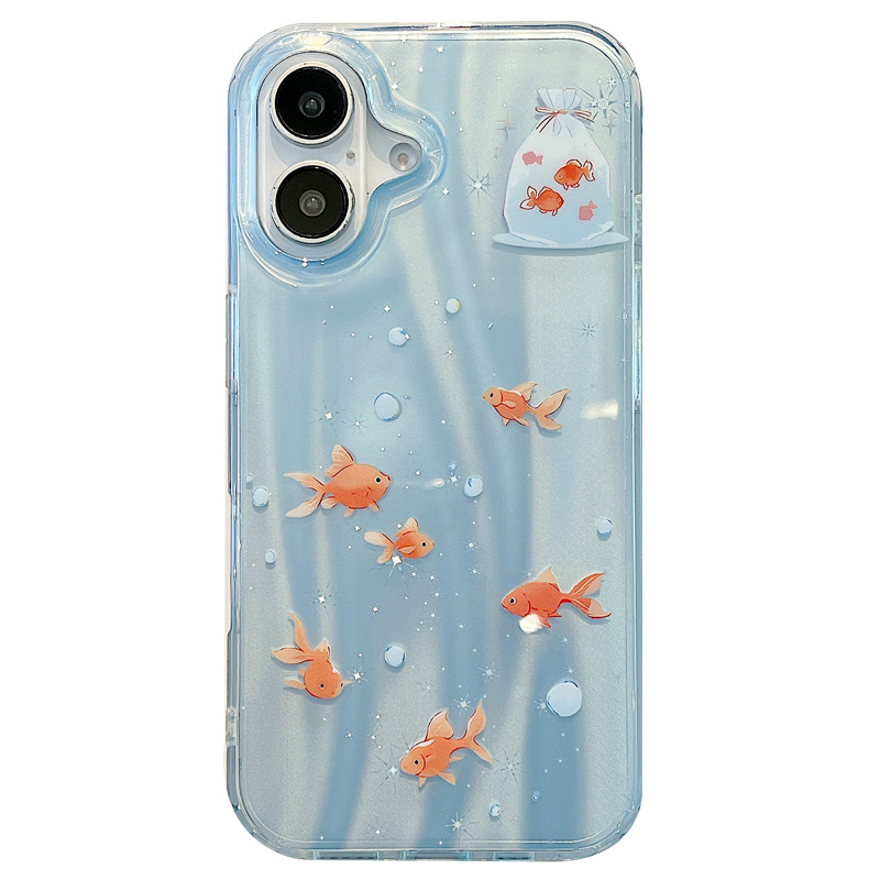 Verano pequeño y fresco Lucky Goldfish Koi para Apple 16ProMax funda para teléfono 15/14 Nuevo 13 femenino 15Pro