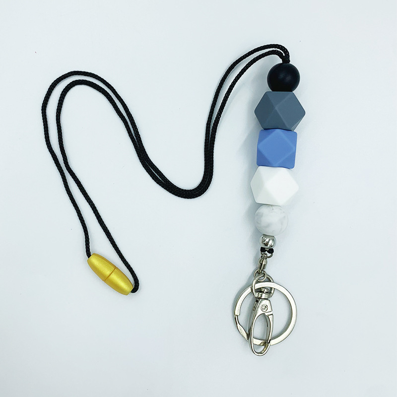 Amazon nuevo collar de insignia versátil maestro enfermera ID de estudiante Cordón de identificación de silicona con cuentas cordón llavero