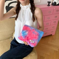 37172 Korean style tie-dye gradient makeup bag high-end large-capacity corduroy cosmetics lipstick storage bag