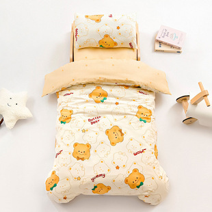 New Cotton Printed Kindergarten Kit Children's Three-Piece Quilt Core Baby Baby Pure Cotton Cartoon Bedding