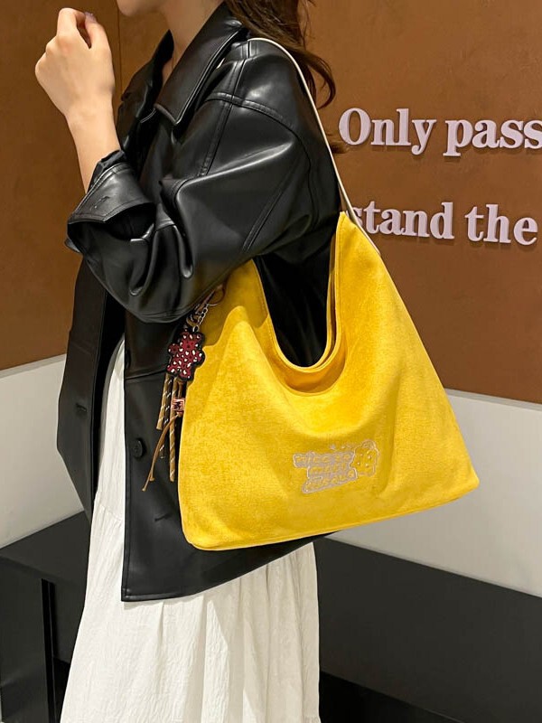 休闲复古麂皮绒包包女2025秋冬季新款通勤百搭单肩包松弛感托特包|undefined