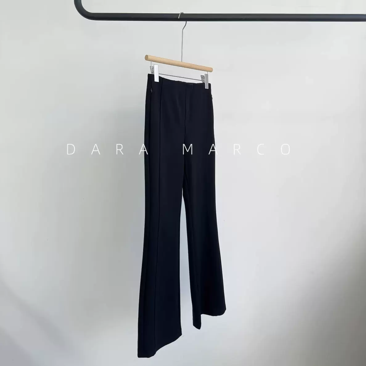 腰腹一体神裤~弹力松紧直筒微喇及地长裤显瘦黑色休闲裤女26春夏