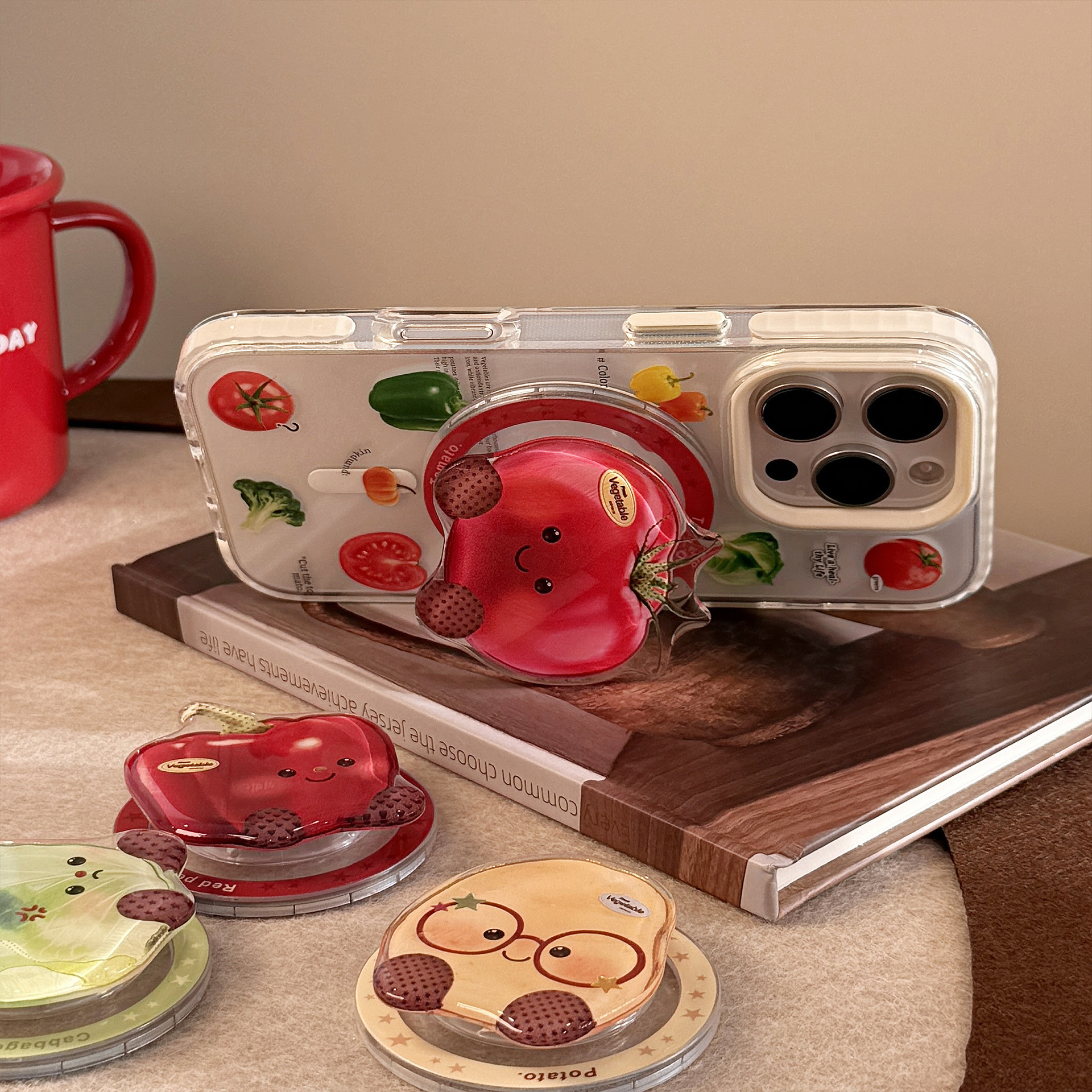 Cartoon vegetal de oro de lipa Magsafe succión magnética soporte de airbag portátil retráctil personalidad avanzada