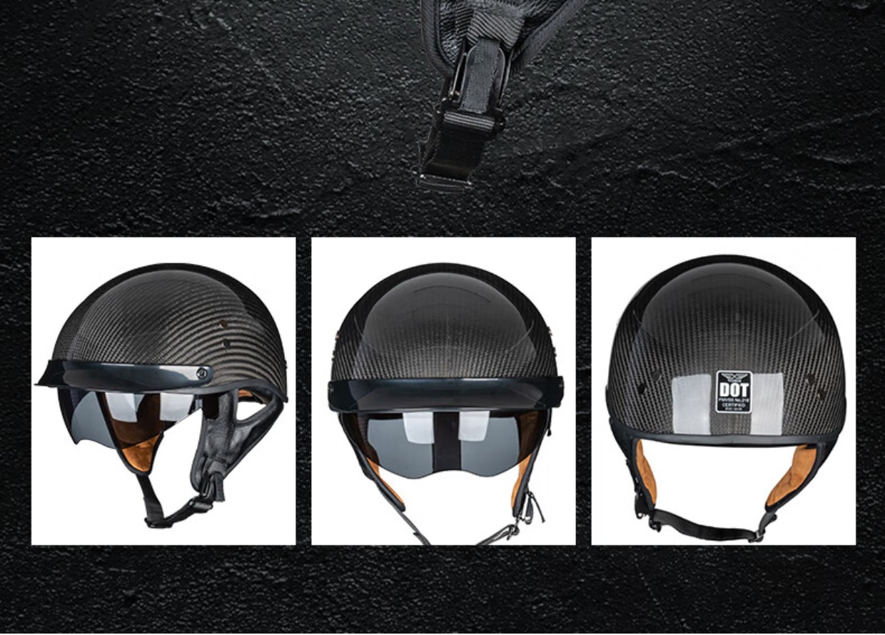 Italian Carbon Fiber Motorcycle Helmet Retro Half Helmet