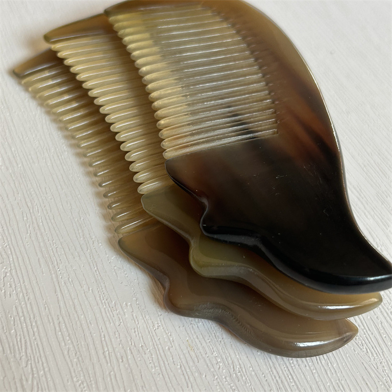 Natural Horn Peach Heart Comb Small Fish Comb Textured Craft Comb Thick Gift Box Comb 10-15CM quality and texture