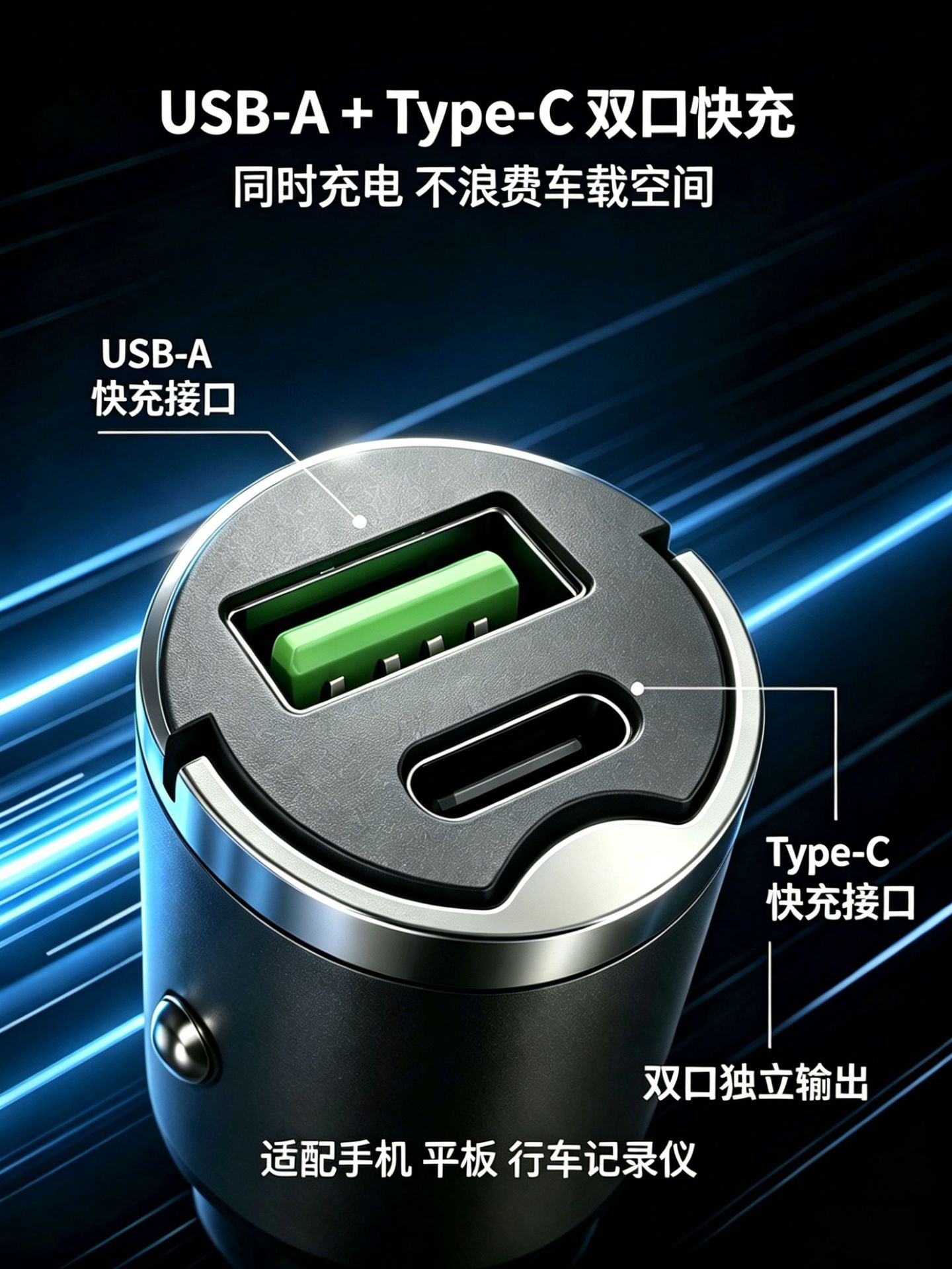 New Product 42.5W Super Fast Charging Dual-Port Hidden Aluminum Alloy Mini Pull-Tab Mobile Phone Car Charger