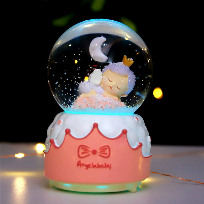 Rotating colorful lightweight music box for students, with snowflakes, Birthday gift