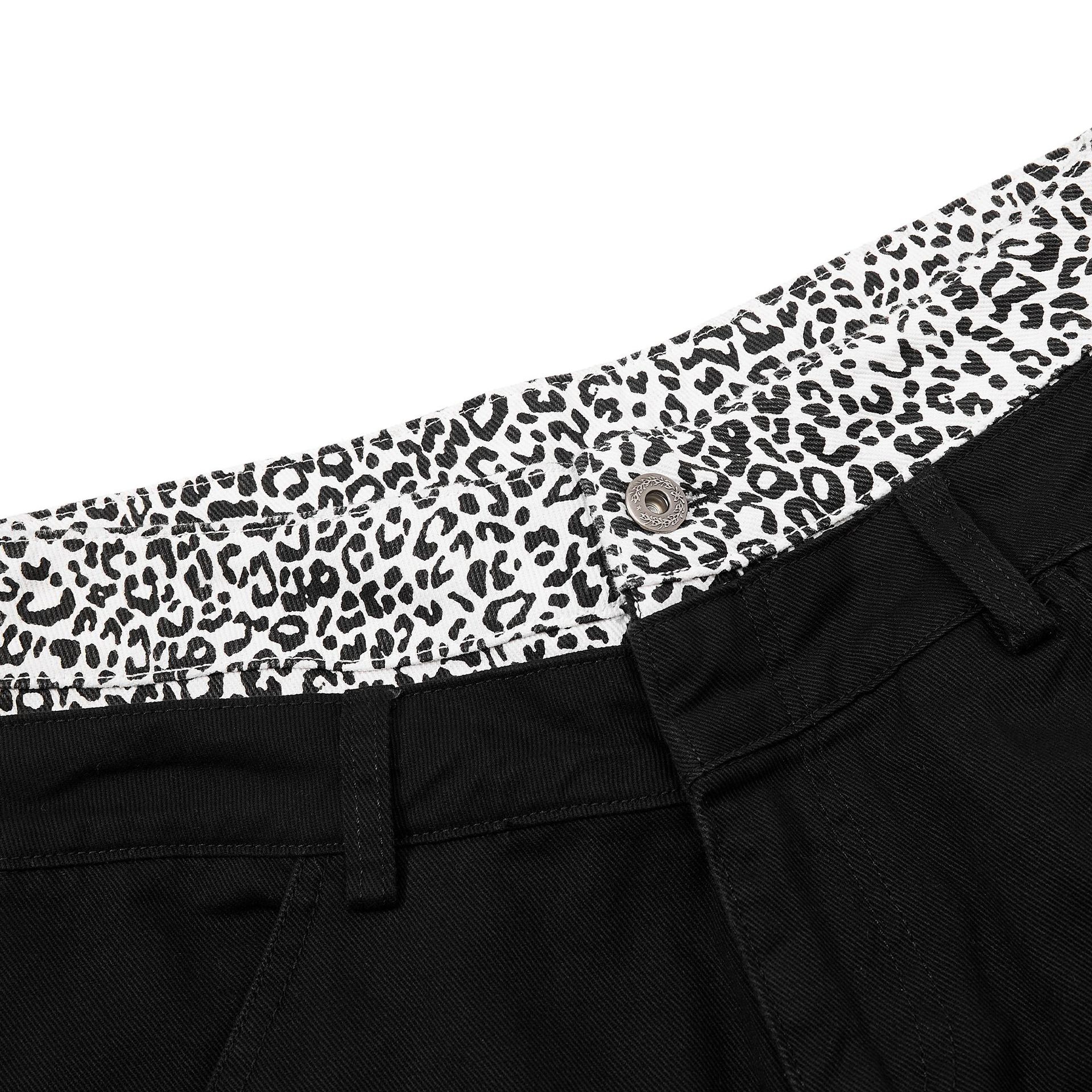 OREETA, pantalones de trabajo de doble cintura de estampado de leopardo americano para hombres y mujeres, pantalones de hip-hop callejero sueltos de piernas anchas