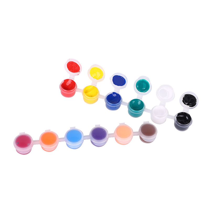 Los niños de pintura acrílica 12 colores traje 6 siameses kindergarten estudiante arte suministros graffiti DIY yeso tira pigmento