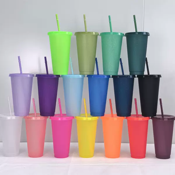 Cross-border Popular Export Direct SuPPly 24oz Pure Color Pp Cup 710ml Straw Cup Plastic Cup Source Factory