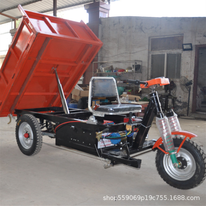 垒资厂家可定尺寸型三开门载重1吨电动液压翻斗车 方斗电瓶自卸车