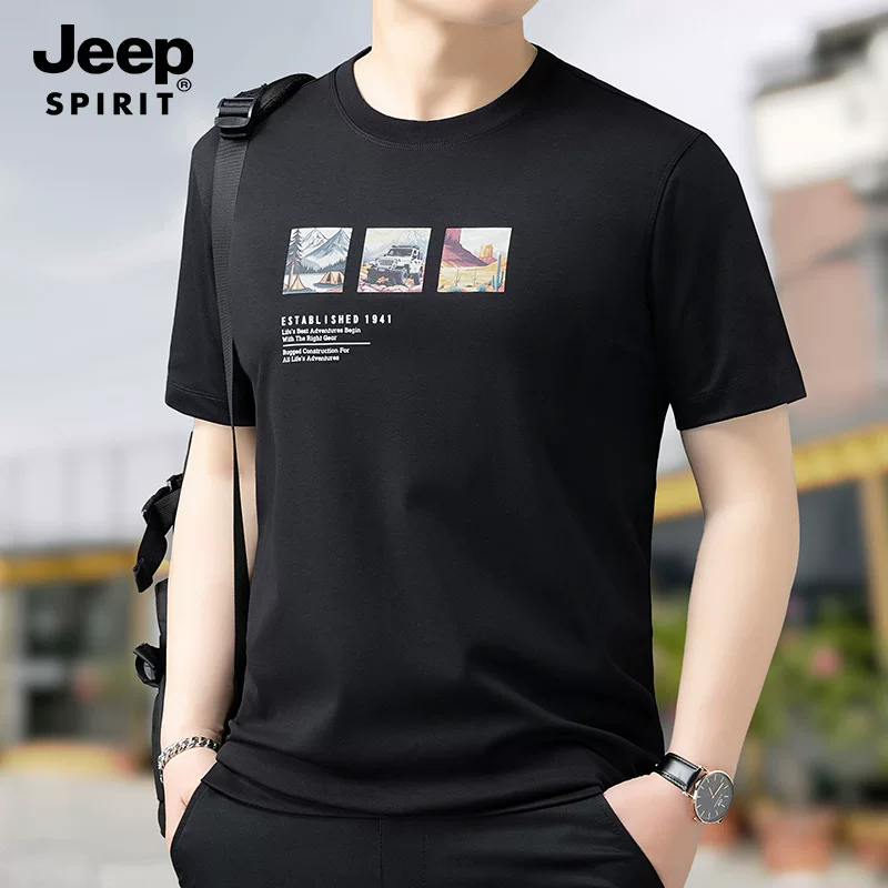JEEP SPIRIT Легкая летняя футболка с коротким рукавом для отдыха, оверсайз