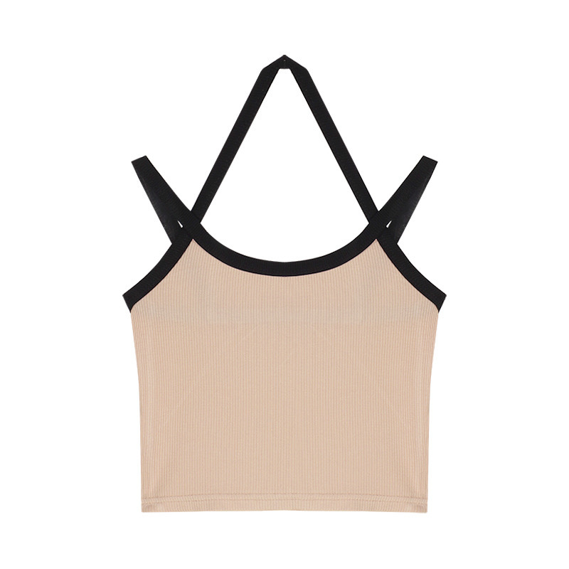 Nuevo dulce y picante color a juego camisola mujeres Cruz sexy corto desgaste interior belleza espalda elástica Slim desgaste exterior verano