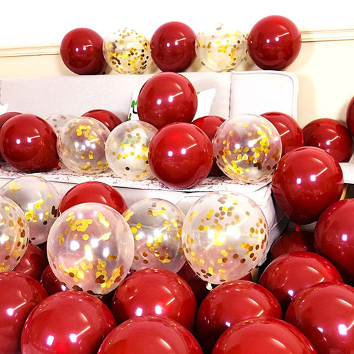 Bridal Celebration Room Decoration Balloons 10-inch Double Layer Thick Pomegranate Red Chanel Gemstone Red Wedding Ceremony Decoration Wholesale