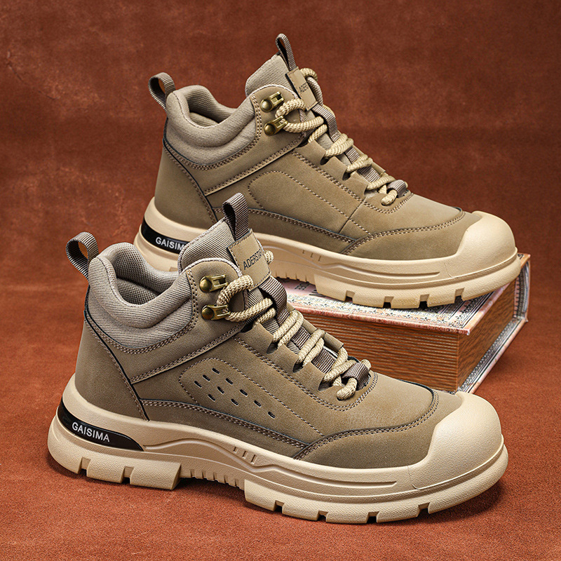 Otoño nuevo hombre botas martin de alto perfil, botas casuales al aire libre, botas deportivas en vivo para hombres