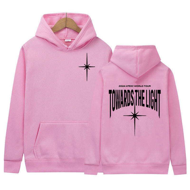 Corea del Sur ATEEZ 2024 World Tour Suéter hacia la sudadera con estampado de color claro Hip Hop Kpop para hombres y mujeres