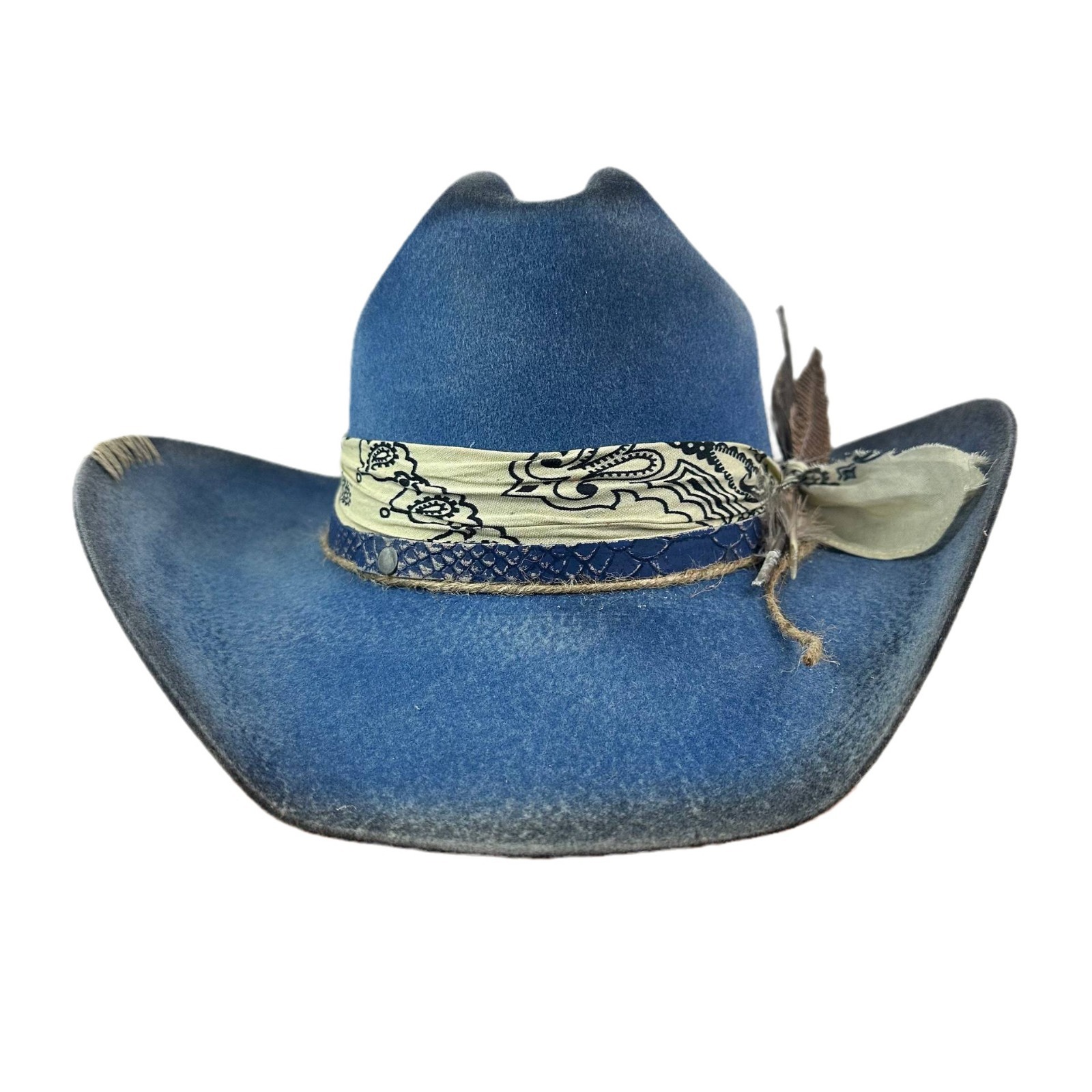 Cappello dritto con decorazione in nastro intrecciato, cappello in pura lana, cappello in feltro di lana di pecora da carnevale western_voghion.com