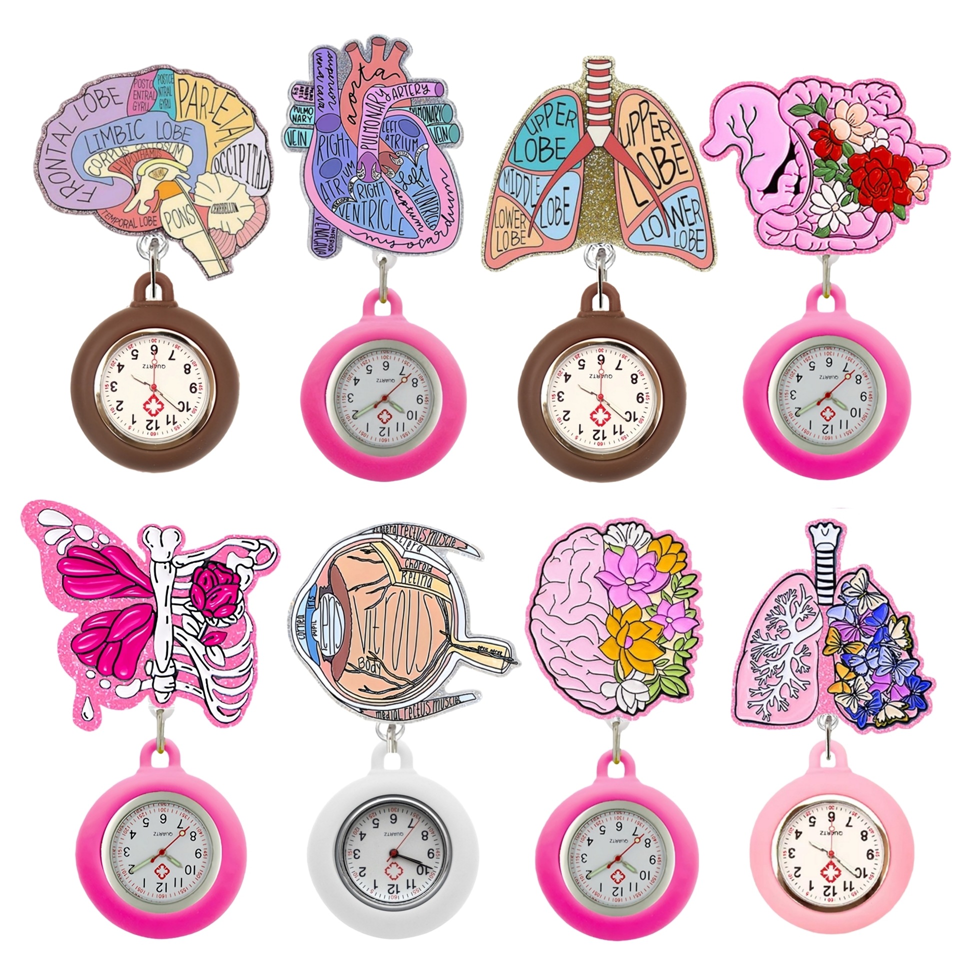 Cross-Border Best-Selling Department Doctor and Nurse Stretchable Badge Clip Hospital Organ Pocket Watch Chest Watch Telescopic Hanging Watch