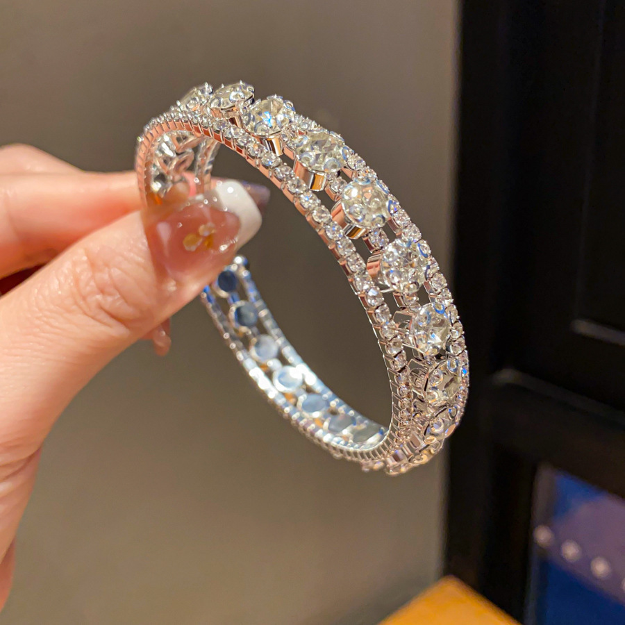 11# Open Bracelet-Silver-Round Three Layers