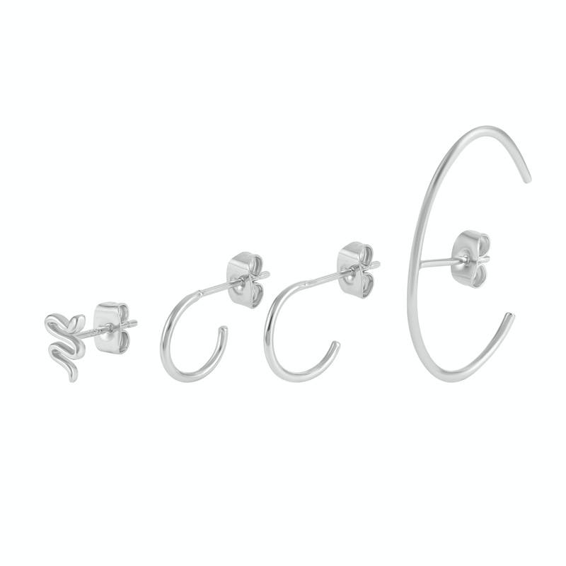 1 Jeu Style Simple Géométrique Placage Incruster Argent Sterling Zircon Des Boucles D'oreilles display picture 12