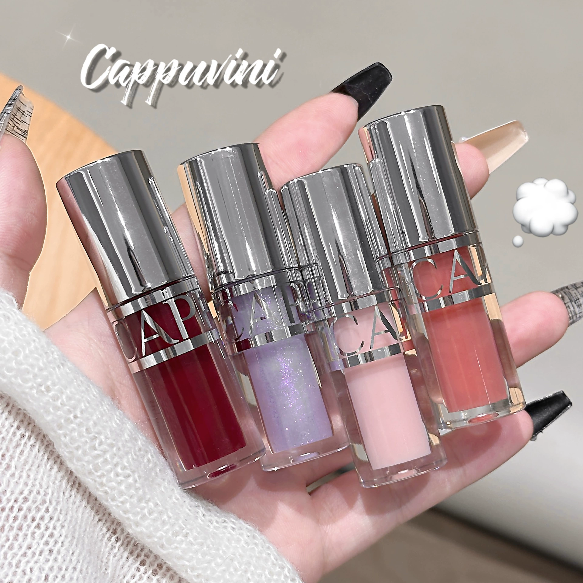 Блеск для губ Cappuvini Shining Explosion увлажняющий псевдо-неселёный зеркальный эффект губной пудры глянец премиум цена
