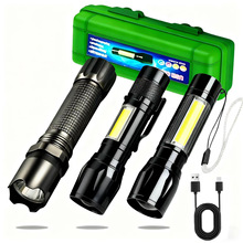 手电筒充电便携式迷你超亮照明小型带家用耐用led强光手电筒侧灯