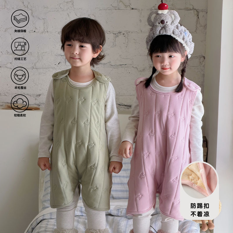 New Baby Warm Sleeping Bag Kidsren's Autumn and Winter Pajamas Category a Girls Cotton Boys Jumpsuits Baby Home Clothes