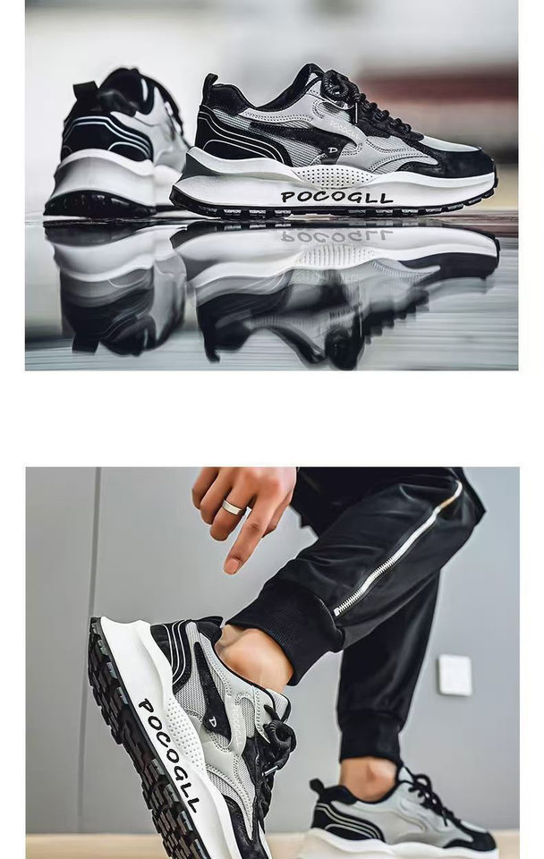 Giày sneaker nam thân lưới thoáng khí chống hôi, đế cao su gót thấp 1–3 cm, dây buộc phía trước — 0766 trắng xanh, 0766 đen xám, 0766m Đỏ chi tiết 18