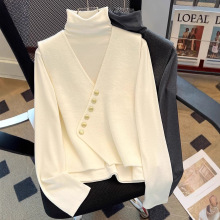 官网图V领斜扣马甲女春秋季大码高级感洋气宽松显瘦叠穿坎肩