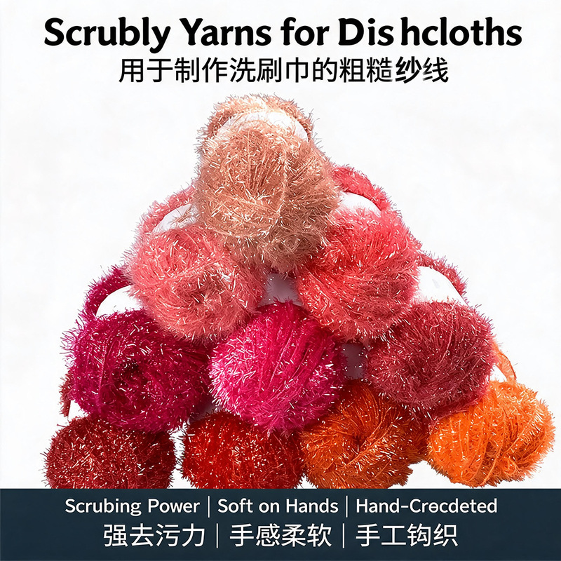 Cross-Border Korean Dishwashing Towel Acrylic Non-Oil-Absorbing Shiny Thread Glass Fiber Shiny Thread DIY Handmade Crochet Yarn