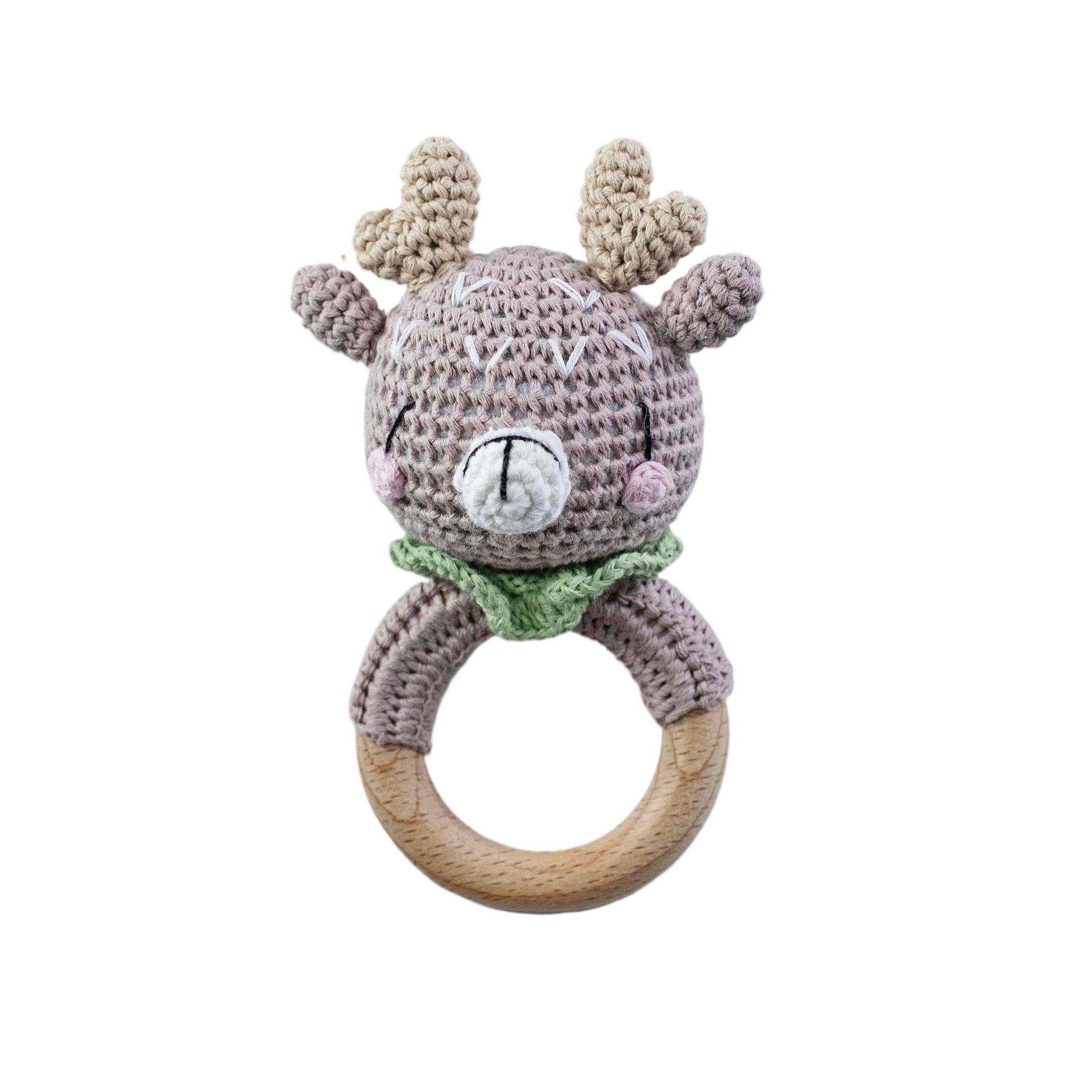 Productos para bebés círculos de haya para bebés, bebés creativos, manos tranquilizadoras, cuentas, ganchillo de animales, campanas