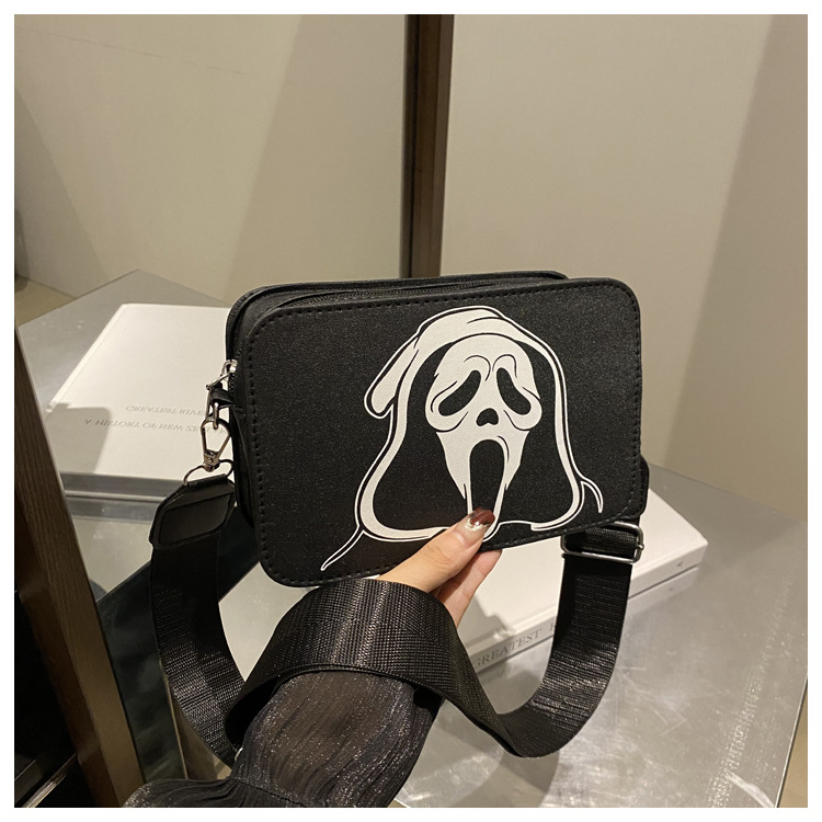 222g Weight Polyester Lining Material Zipper Closure Type Single Shoulder Strap Strap Type Shoulder Bag, Crossbody Bag Bags Type Daily Occasion Pu Leather Material Halloween Festival Skull Pattern All Seasons Season Women's Gender Streetwear Style Square Shape Medium Size Halloween Women's Medium Pu Leather Skull Streetwear Square Zipper Shoulder Bag Crossbody Bag 14