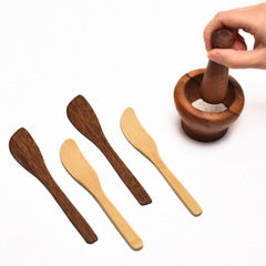 木質包餃子挖餡勺餛飩包子用具套裝餡鏟勺奶油刀無漆雞翅木餃子刀