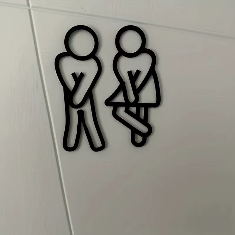 2D Flat, Fun Bathroom Signs - Мужские и женские знаки туалета - Украшения дверей туалета