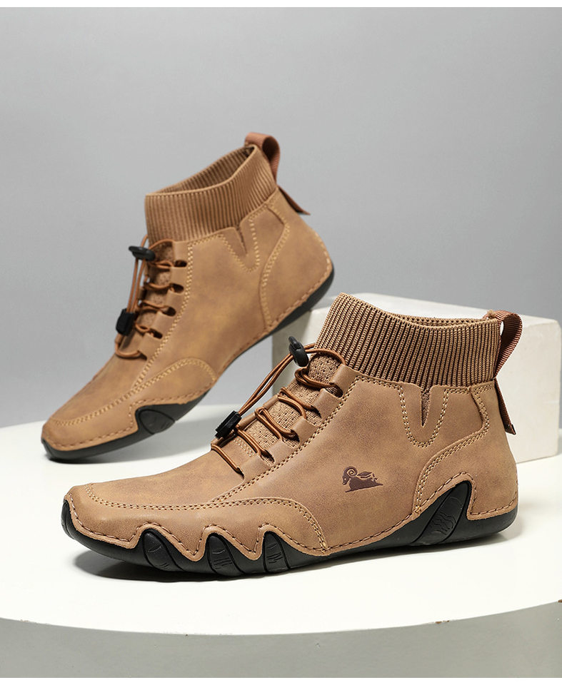 Bốt Martin cổ cao unisex dáng thể thao, đế bằng, mũi tròn — C8005 kaki, C8005 màu xám, C8005 màu đen, C8005M kaki lót nhung chi tiết 34
