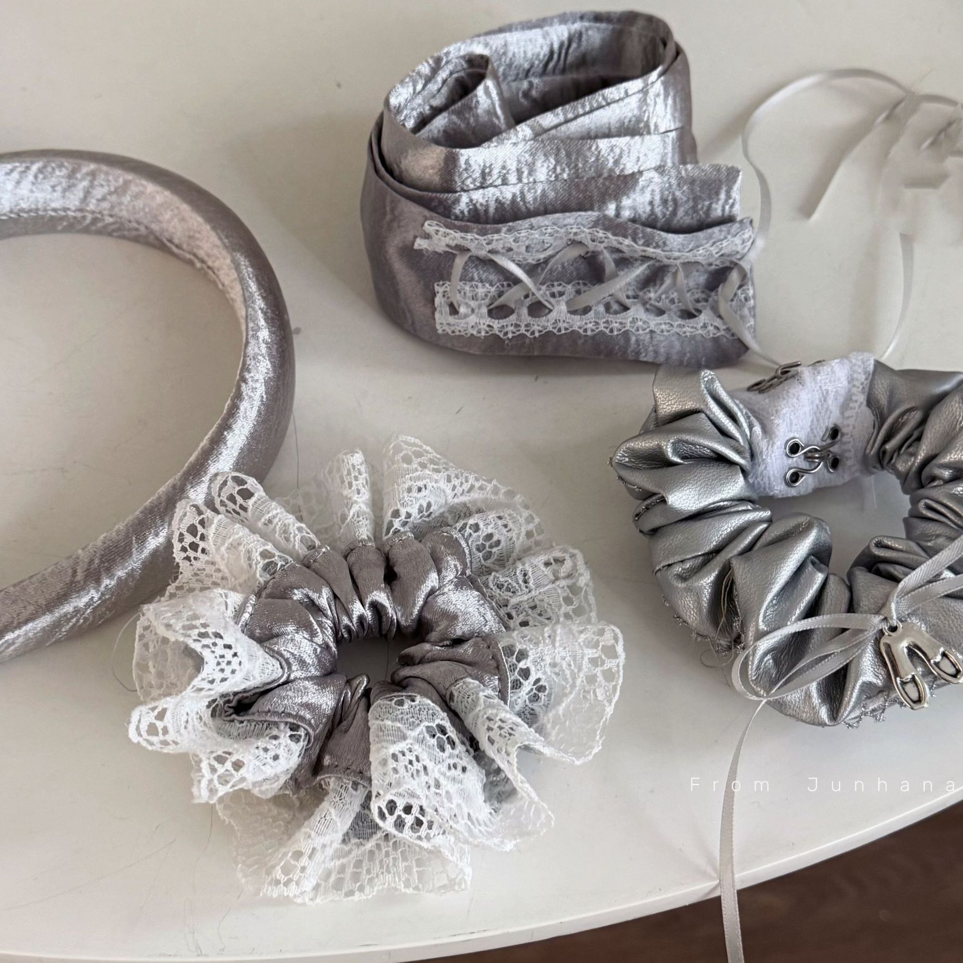silver ballet style sports style ribbon hair band gentle hair rope hair band ribbon niche out hair accessories new