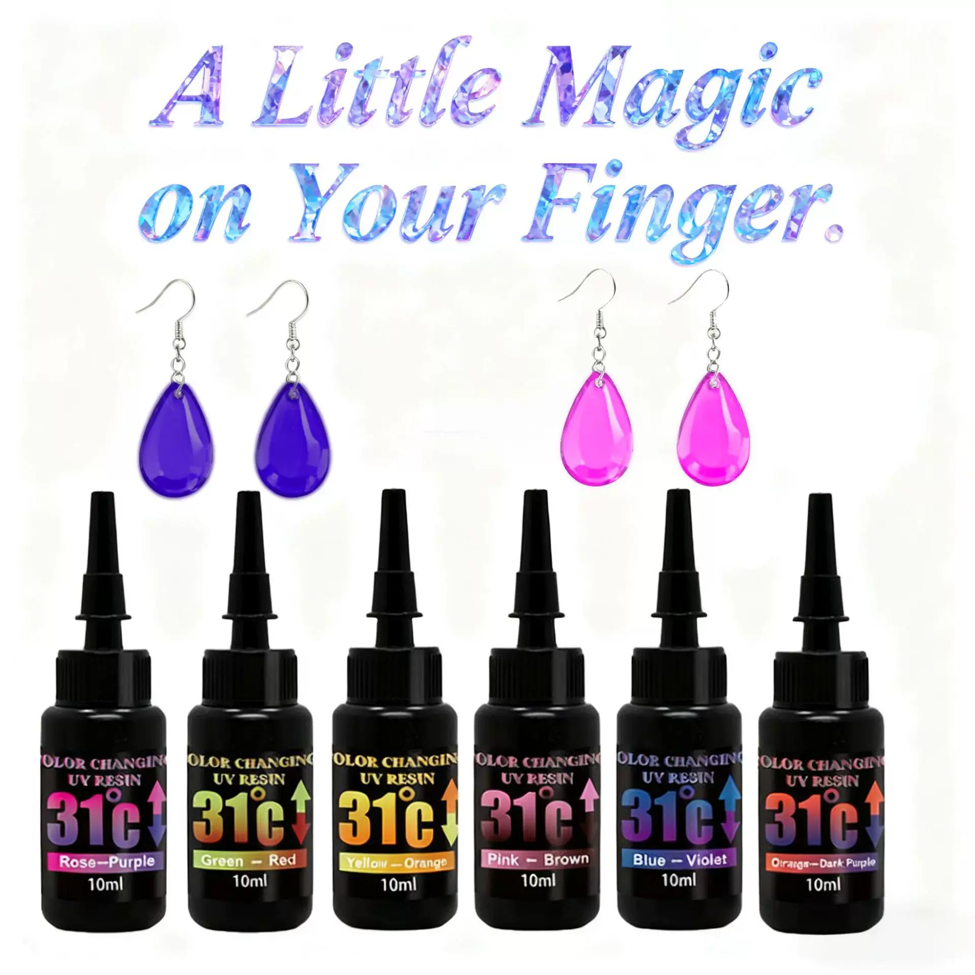 跨境温感变色uv胶diy光固化滴胶无气味环氧树脂手工变色uv胶水
