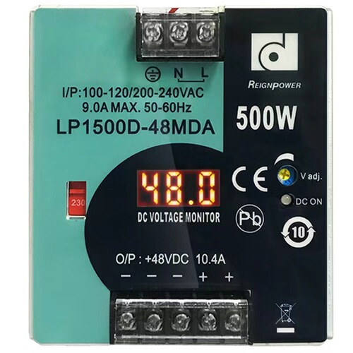 500W DC 48v Onding Intelligent Digital Display Rail Type Industrial Monitoring Switching Power Supply Reignpower