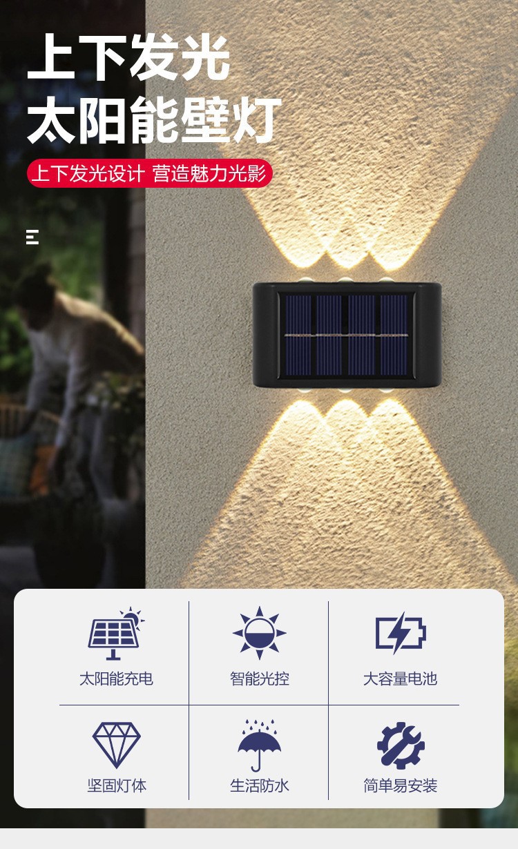 太阳能户外照明草坪方格台阶楼梯栏杆装饰步道灯壁灯洗墙灯庭院灯