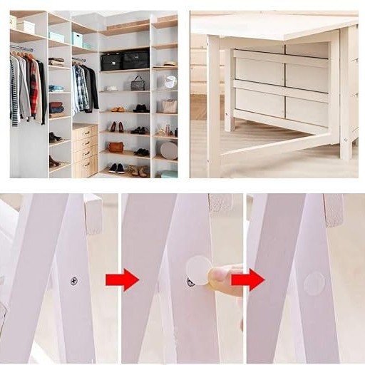 Pegatina de orificio de tornillo autoadhesivo cubierta de tornillo material de PVC pegatina a prueba de polvo hermoso accesorios de muebles de madera pegatina blanca