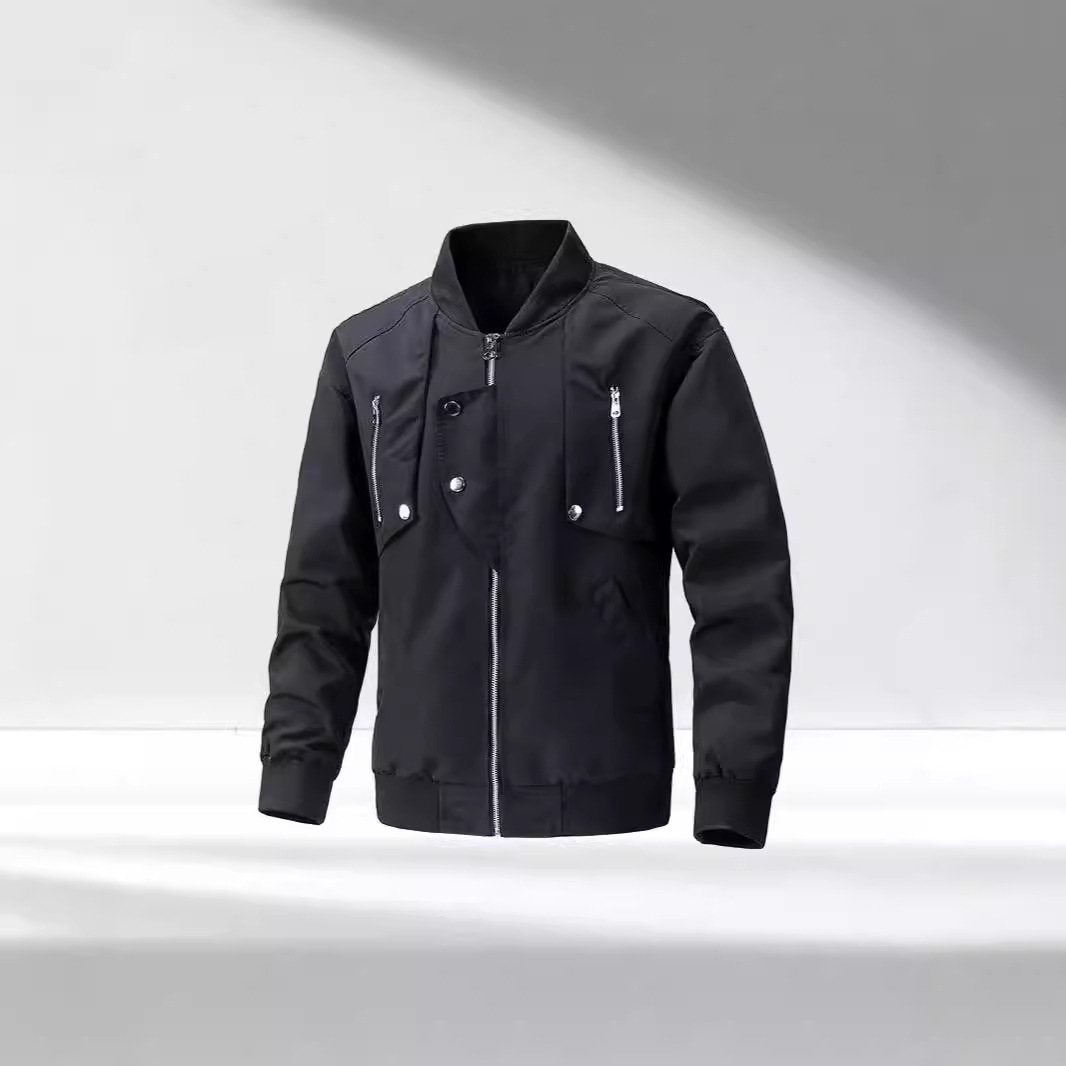 Odzież męska kombinezon lotniczy męska kurtka codzienna jednolity kolor odzież robocza kurtka z nitami retro high street mężczyźni_voghion.com