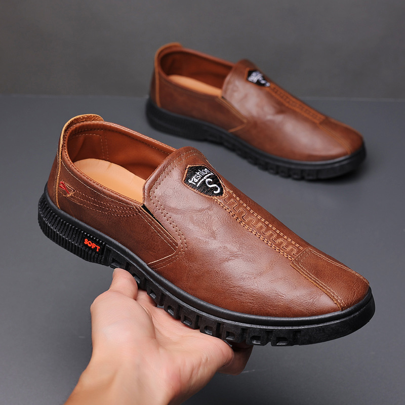 Men's leather shoes slip on spring 2023...